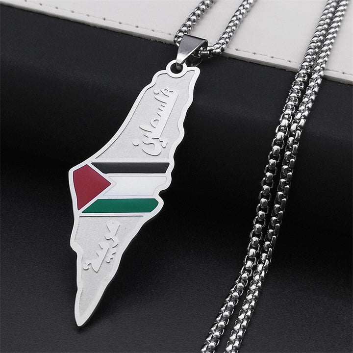 Palestine Israel Map Pendant Necklaces For Men Women Stainless Steel Gold Color Palestinians