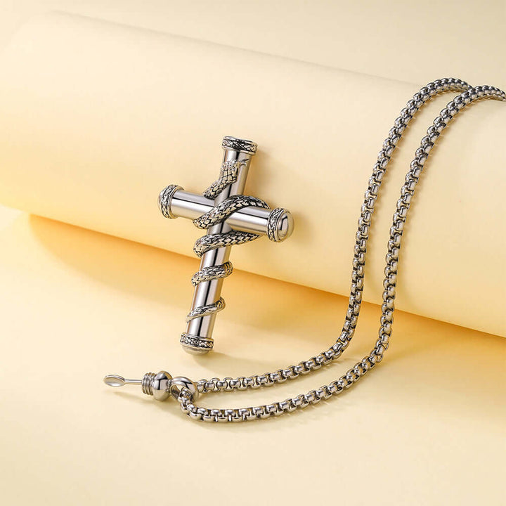 "Goldene abnehmbare Kreuz-Schlangenkette – Trendiger Modeschmuck für Damen und Herren, vielseitiges Design mit abnehmbarem Kreuzanhänger, perfekt für den Alltag, Geschenke und besondere Anlässe."