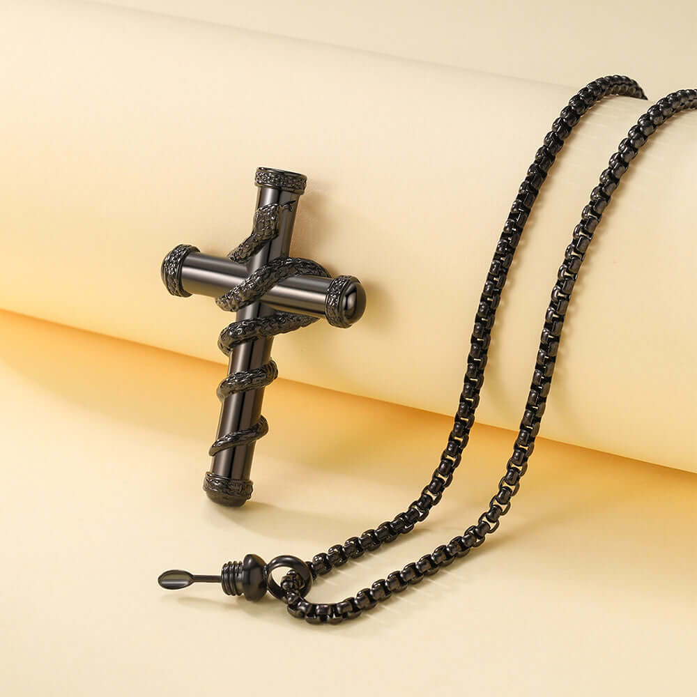 "Goldene abnehmbare Kreuz-Schlangenkette – Trendiger Modeschmuck für Damen und Herren, vielseitiges Design mit abnehmbarem Kreuzanhänger, perfekt für den Alltag, Geschenke und besondere Anlässe."