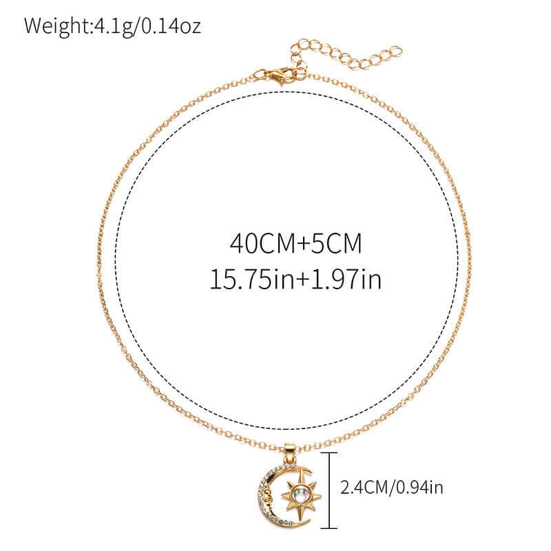 "Mond-Stern Zirkon Anhänger Halskette – Edelstahl Light Luxury Schmuck für Damen, elegantes und funkelndes Design, perfekt für den Alltag, Geschenke und besondere Anlässe wie Geburtstage und Jubiläen."