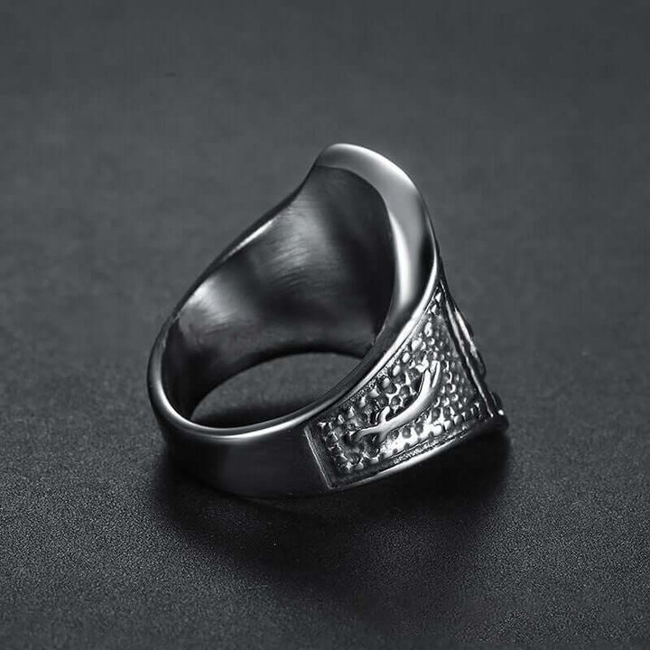 "Edelstahl Muslimischer Doppelmesser-Ring – Langlebiger und stilvoller islamischer Schmuck mit einzigartigem Klingen-Design, rostfrei und hypoallergen, perfekt für den Alltag und besondere Geschenke."